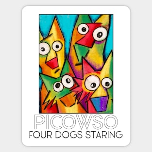 Four Dogs Staring! Sticker